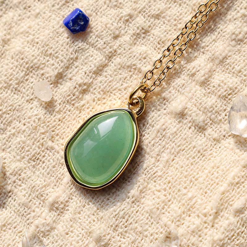 Natural Green Aventurine Amethyst Rose Quartz Blessing Necklace Pendant