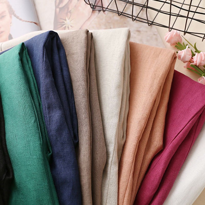 Casual Cotton Linen High Waist Lace-up Wide Leg Pants With Pockets