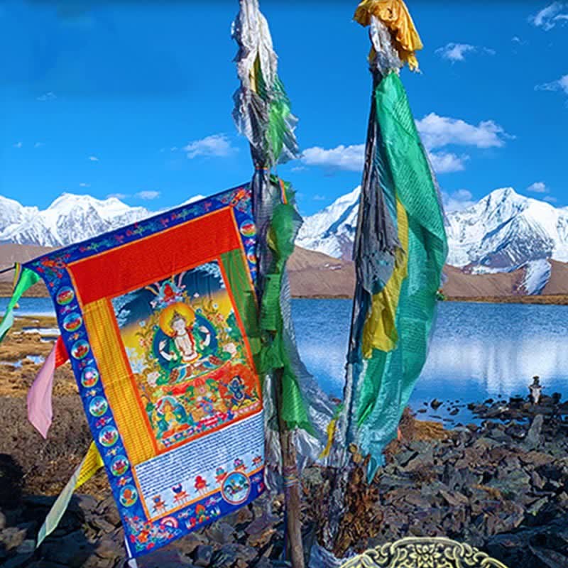 Tibetan 10 Colors Windhorse mystic zen Healing Auspicious Outdoor Prayer Flag