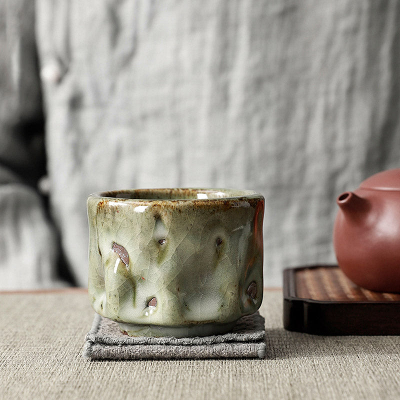 Handcrafted Simple Cracked Ice Texture Chinese Jianzhan Ceramic Teacup Kung Fu Tea Cup