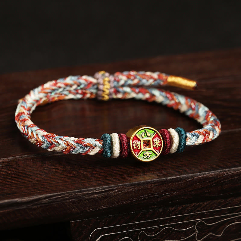 ???A Flash Sale-  Colorful Rope Wealth Comes From All Directions Handmade Eight Thread Peace Knot Luck Bracelet