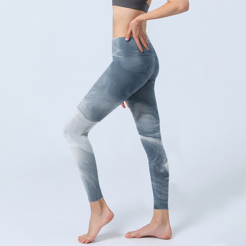 Light Slate Gray White Cat Exercise Leggings Women's Yoga Pants