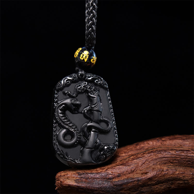 Chinese Zodiac Obsidian Purification Fulfilment Necklace Pendant