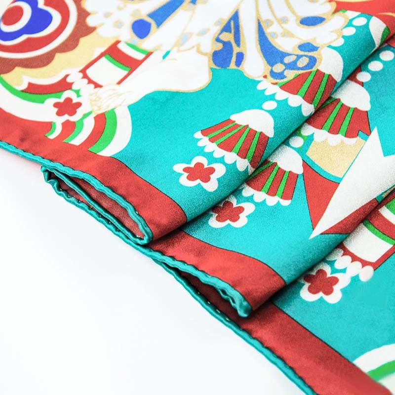 Dunhuang Musician Playing Frescoes 100% Mulberry Silk Scarf Premium Grade 6A Dunhuang Silk Shawl