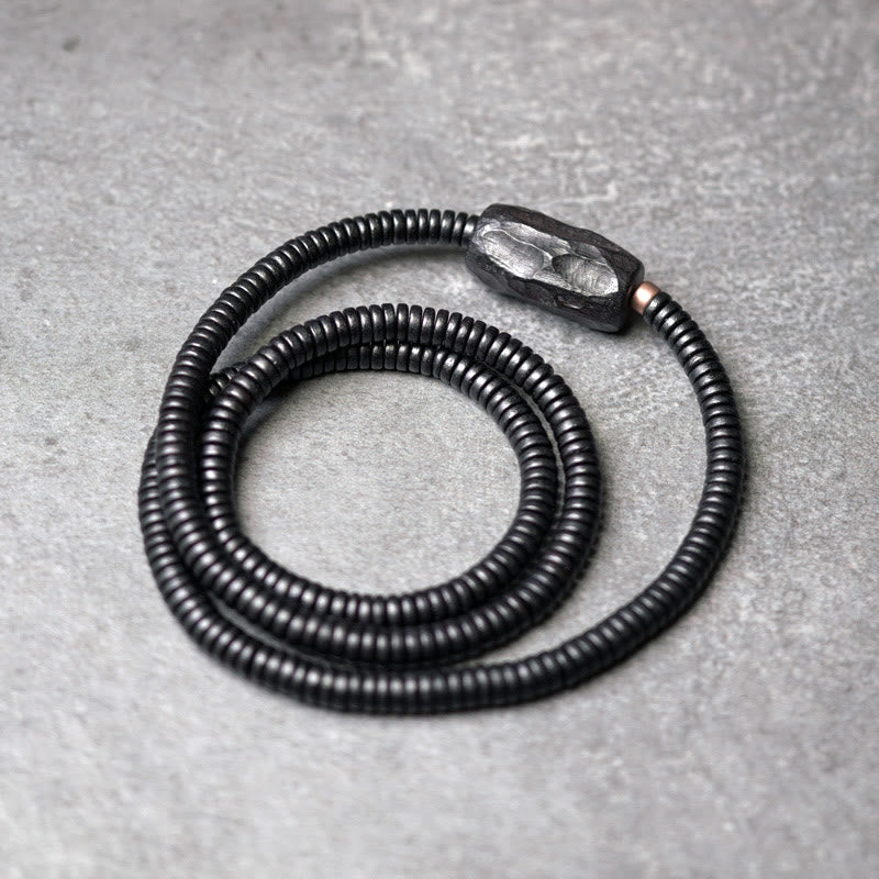 Ebony Wood Copper Brass Balance Triple Wrap Bracelet