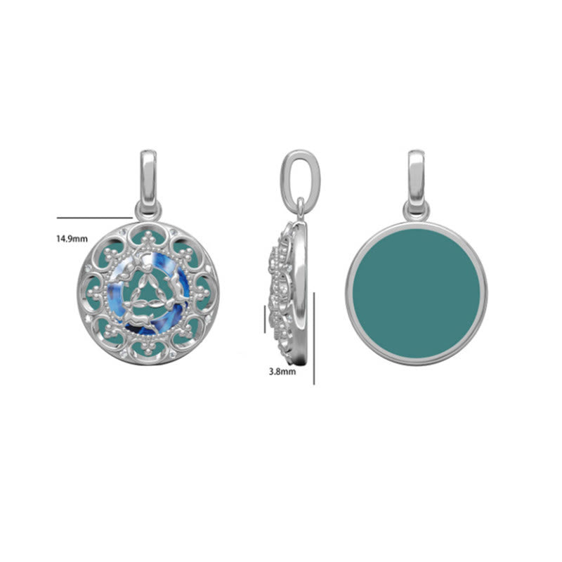 925 Sterling Silver Round Turquoise Three Rabbits Balance Necklace Pendant