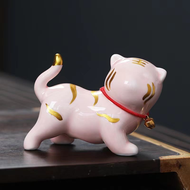 Mini Cute Tiger Tea Pet Ceramic Home Desk Figurine Decoration