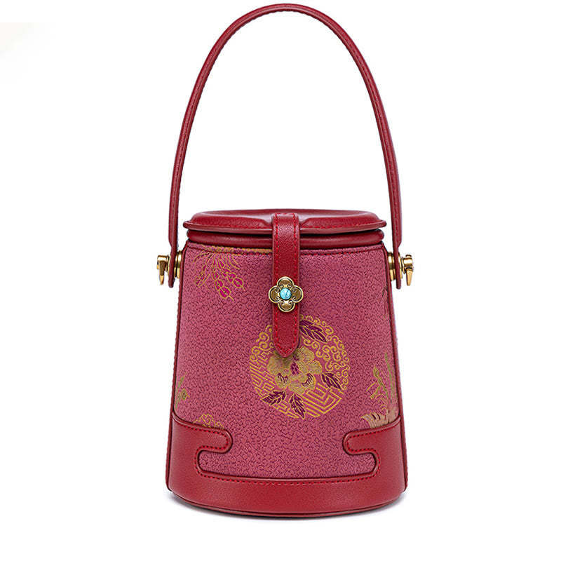 Deer Crane Bamboo Flower Song Brocade Xiangyunsha Silk Crossbody Bag Hangbags
