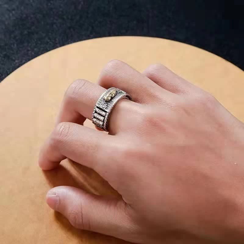 Lucky FengShui PiXiu Wealth Prayer Wheels Couple Ring