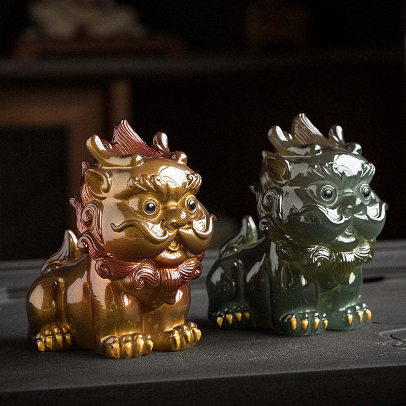 Color Changing Small PiXiu Resin Tea Pet Wealth Home Figurine Decoration