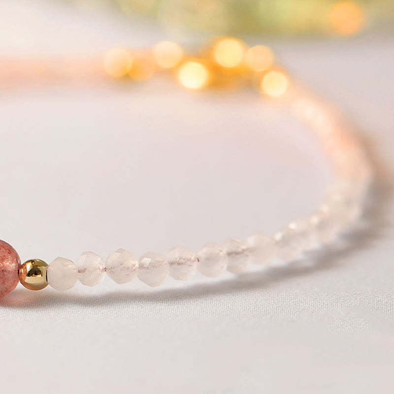 2mm Rose Quartz Garnet Strawberry Quartz Ultra-Thin Beads Healing Energy Bracelet