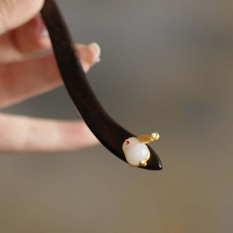 Auspicious Cloud Sandalwood Rabbit Protection Hairpin