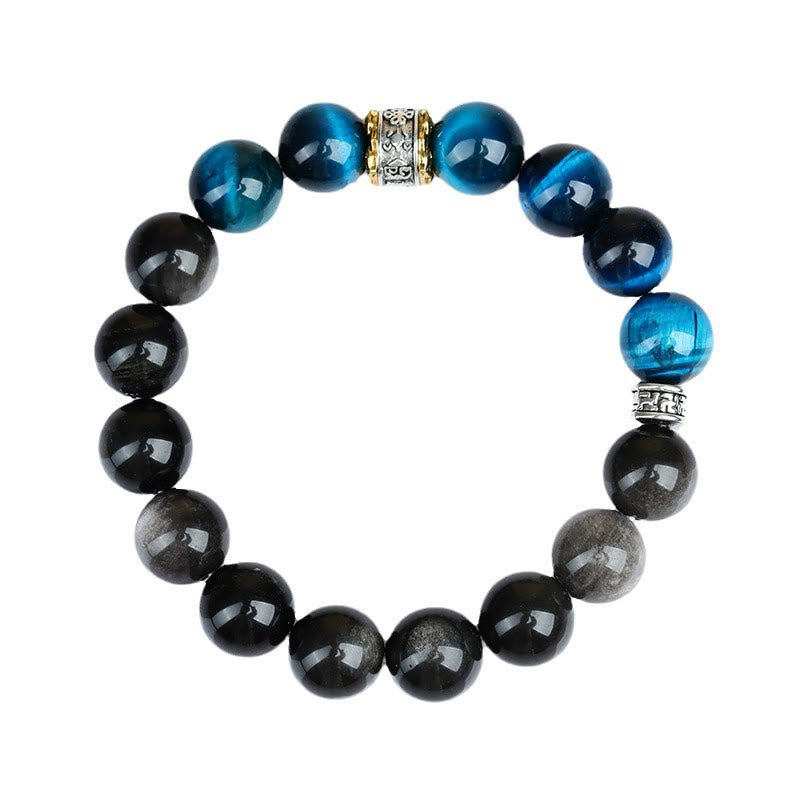 Blue Tiger Eye Silver Sheen Obsidian Strength Bracelet