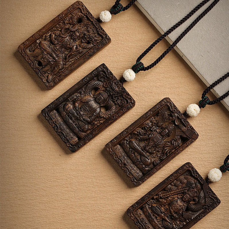 Chinese Zodiac Natal mystic zen Brunei Agarwood PiXiu Dragon Peace Necklace Pendant