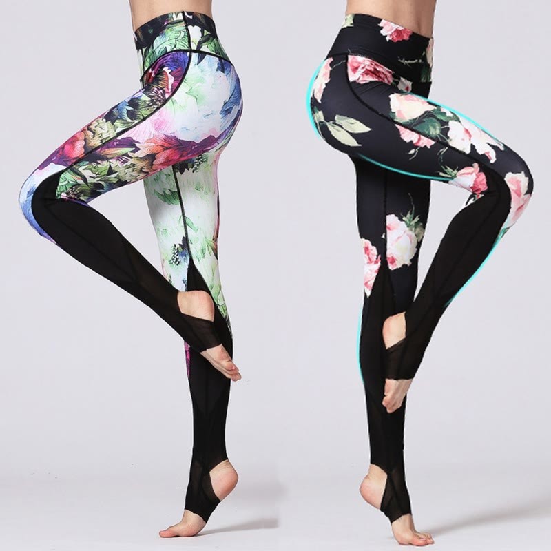 Rose Peony Flower Print Design Sports Fitness Yoga Leggings Women's Yoga Pants