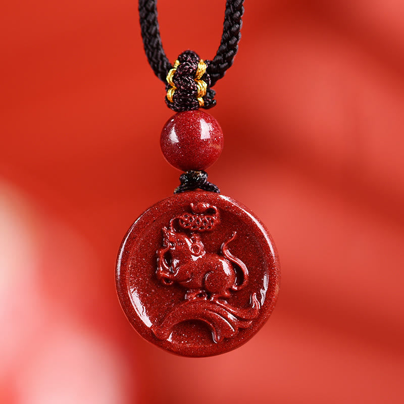 Chinese Zodiac Cinnabar Calm Phone Hanging Decoration Key Chain Necklace Pendant