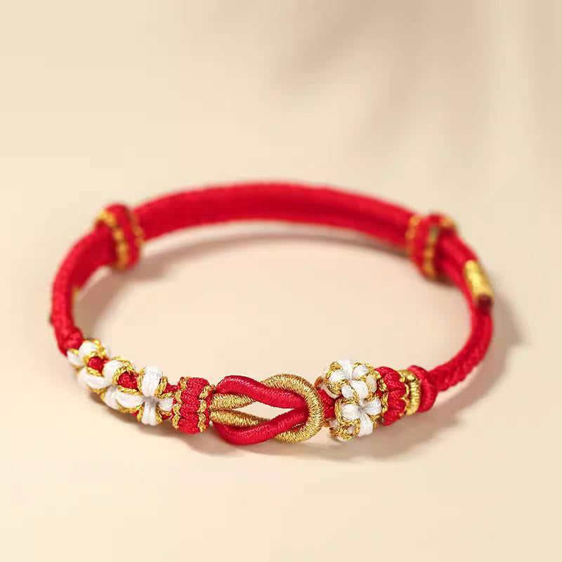 Handmade Peach Blossom Knot Eight Thread Peace Knot Luck Protection Bracelet