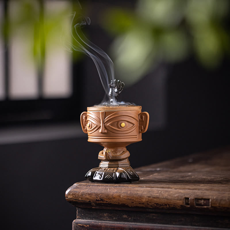 Sanxingdui Healing Ceramic Incense Burner Desk Decoration