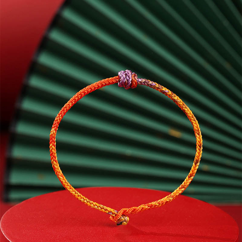 Handcrafted Colorful Purple Gold Red Braid Rope Bracelet