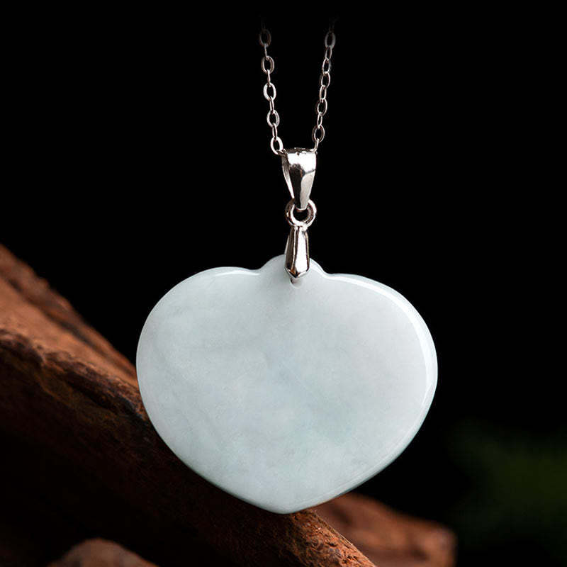 925 Sterling Silver Laughing mystic zen White Jade Luck Blessing Necklace Pendant