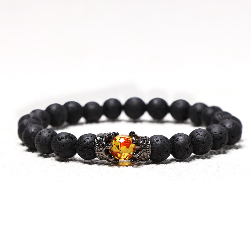 Natural Stone King&Queen Crown Healing Energy Beads Couple Bracelet