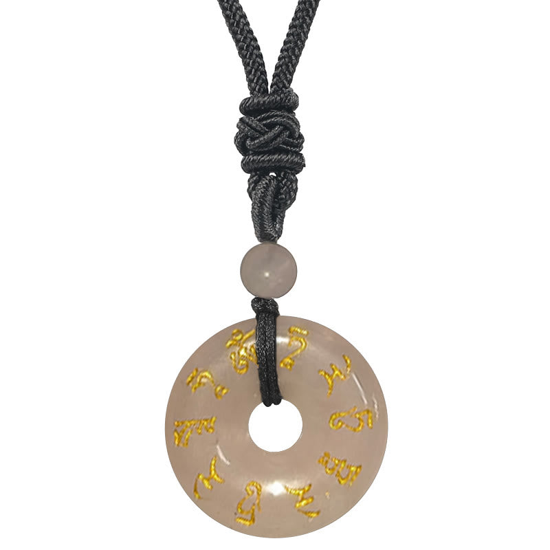 Green Tara Mantra Natural Various Crystal Black Obsidian Fulfilment Necklace Pendant