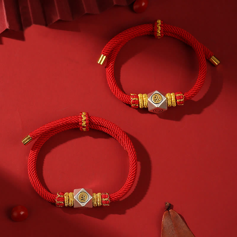 999 Sterling Silver Chinese Zodiac Natal mystic zen Red Rope Luck Strength Handcrafted Kids Bracelet