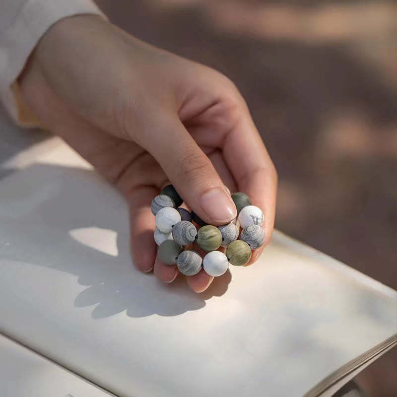 White Turquoise Picasso Jasper Green Calcite Blessing Bracelet