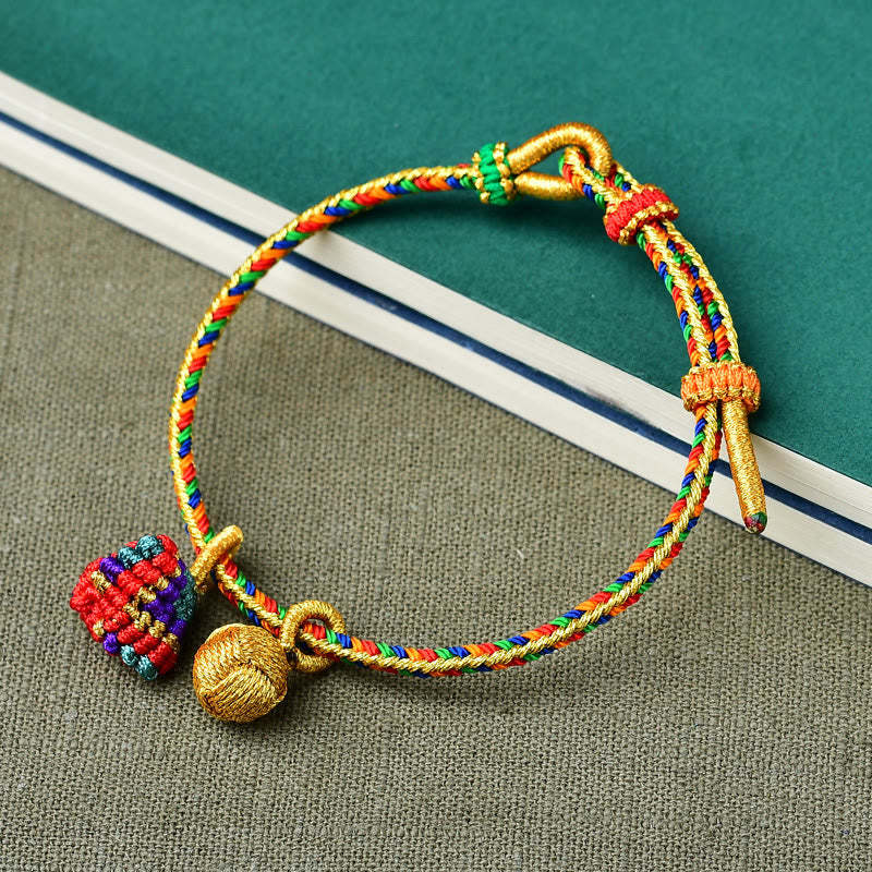 Colorful Rope Luck Handmade Zongzi Golden Ball Charm Bracelet