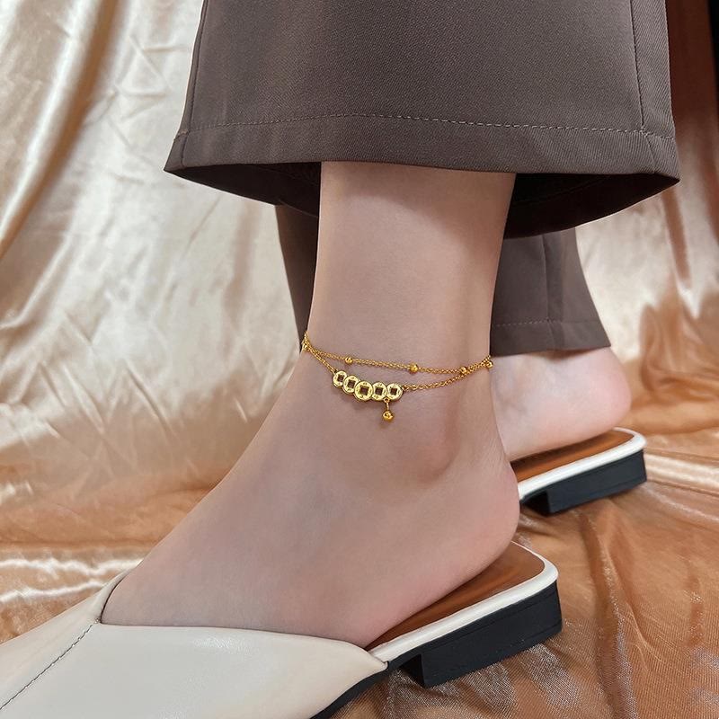 Copper Coins Attract Wealth Titanium Steel Anklet