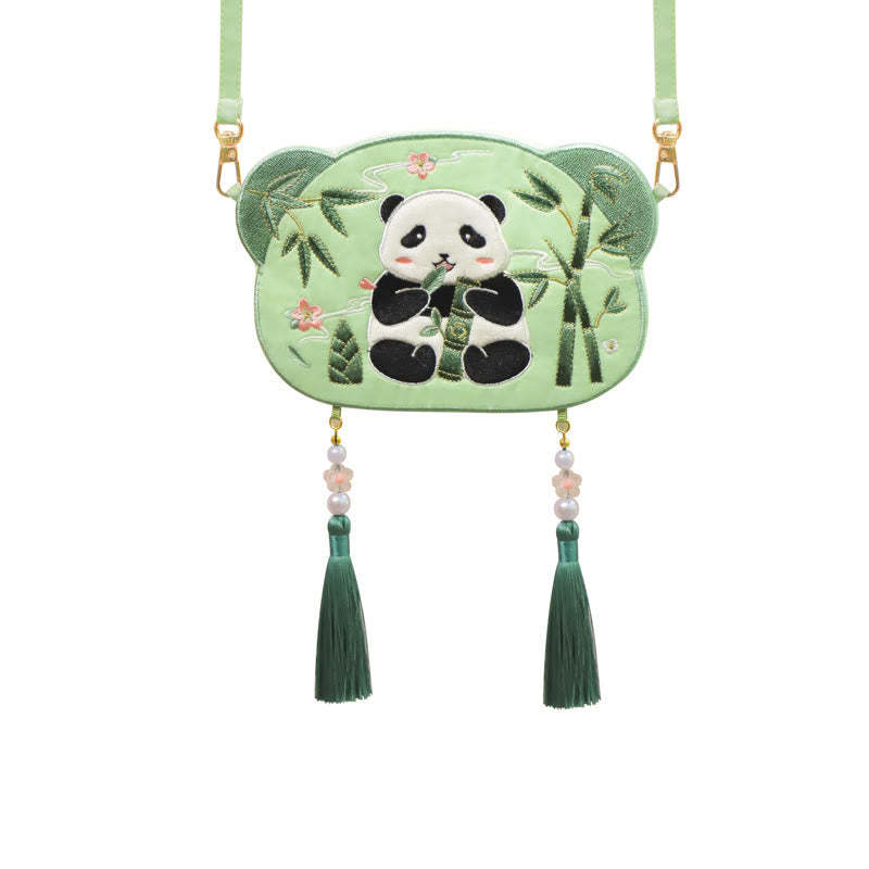 Embroidery Lucky Panda Cat Shiba Inu Deer Rabbit Fox Flower Cute Animal Hanfu Bag Crossbody Bag Shoulder Bag