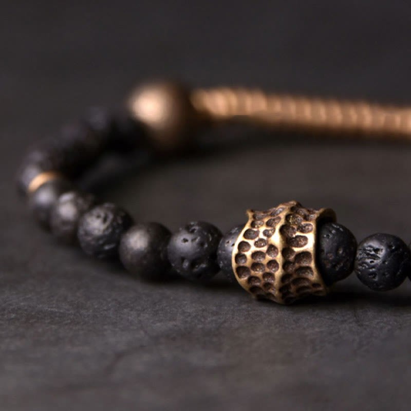 Support Healing Lava Rock Beads Copper Bracelet
