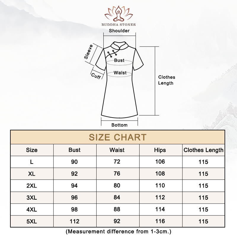 Vintage Auspicious Clouds Leaf Print Cheongsam Dress Women's Qipao Dress