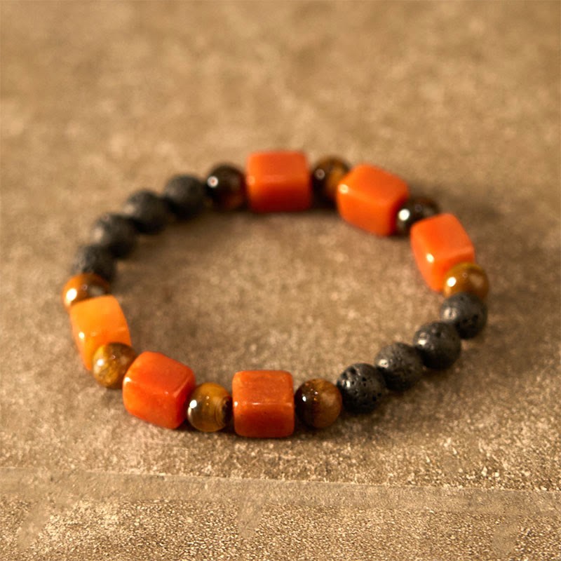 Various Crystals Cube Amethyst Lava Rock Support Bracelet
