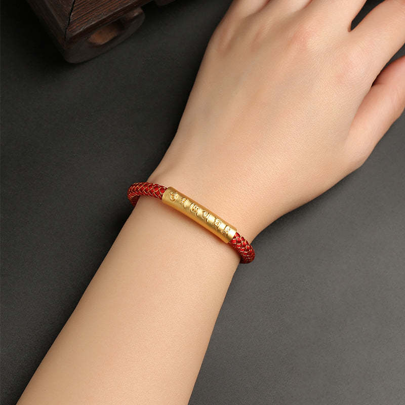 Handmade 999 Sterling Silver Om Mani Padme Hum Protection Dragon Scale Braided Magnetic Buckle Bracelet