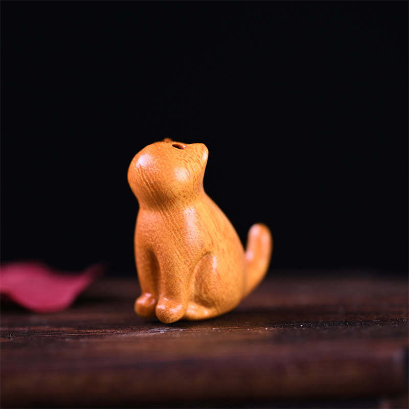 Small Leaf Red Sandalwood Ebony Wood Sandalwood Green Sandalwood Lucky Mini Cat Deer Sooth Phone Hanging Decoration