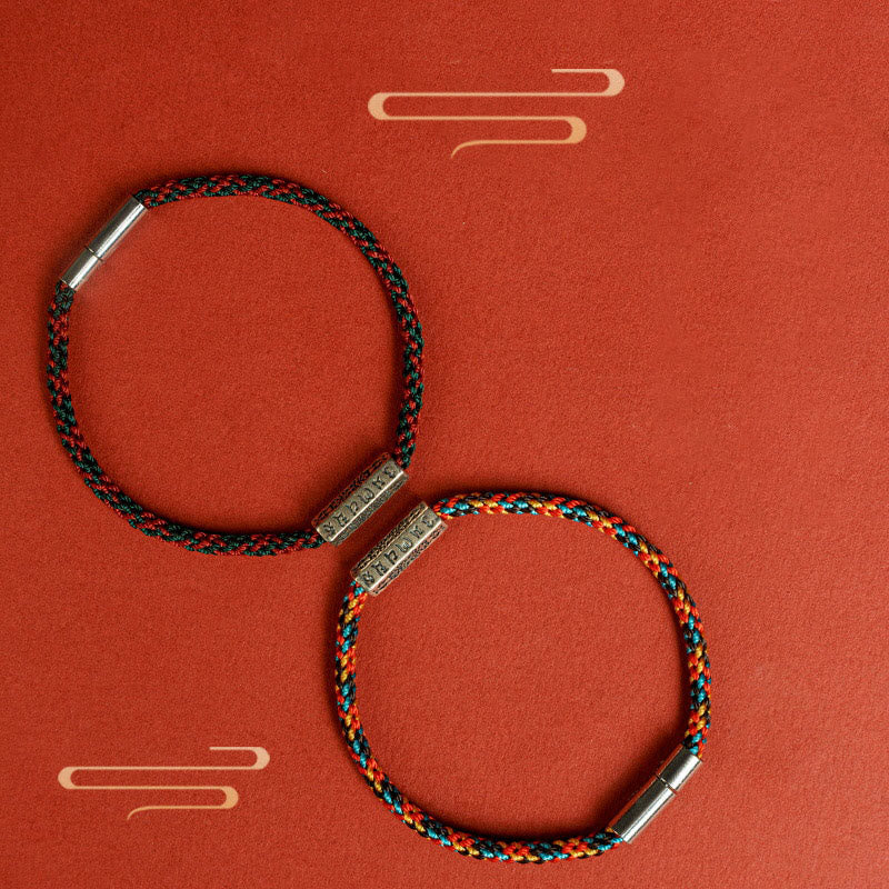 Red String Black String Six True Words 925 Sterling Silver Luck Bracelet