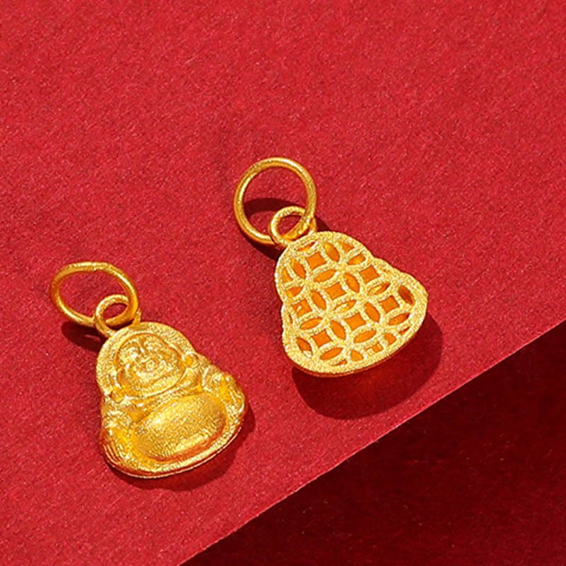 999 Gold Mini Laughing mystic zen Luck Wealth Necklace Pendant
