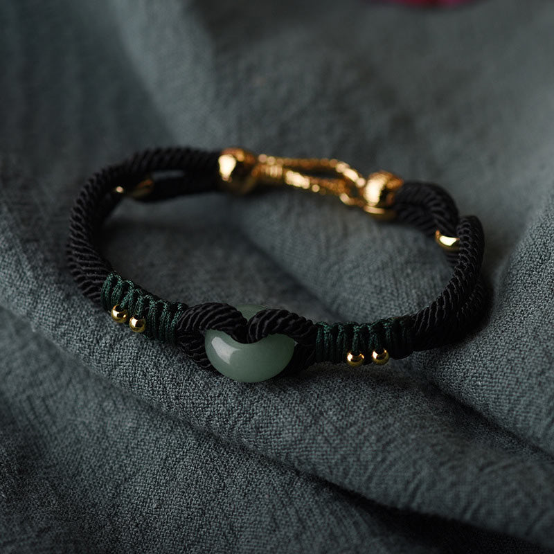 Tibetan Jade Lucky Black Rope Couple Bracelet