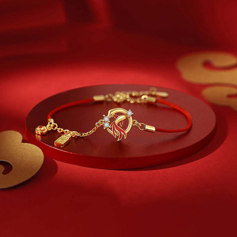 Red String 925 Sterling Silver Copper Coin Koi Fish Year Of The Snake Luck Bracelet
