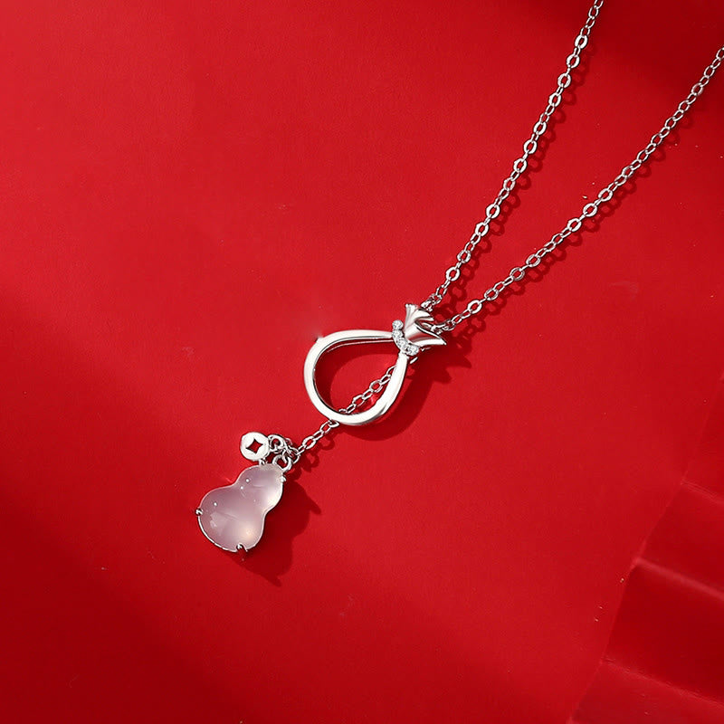 Red Agate Chalcedony 925 Sterling Silver Gourd Lucky Bag Confidence Necklace Pendant