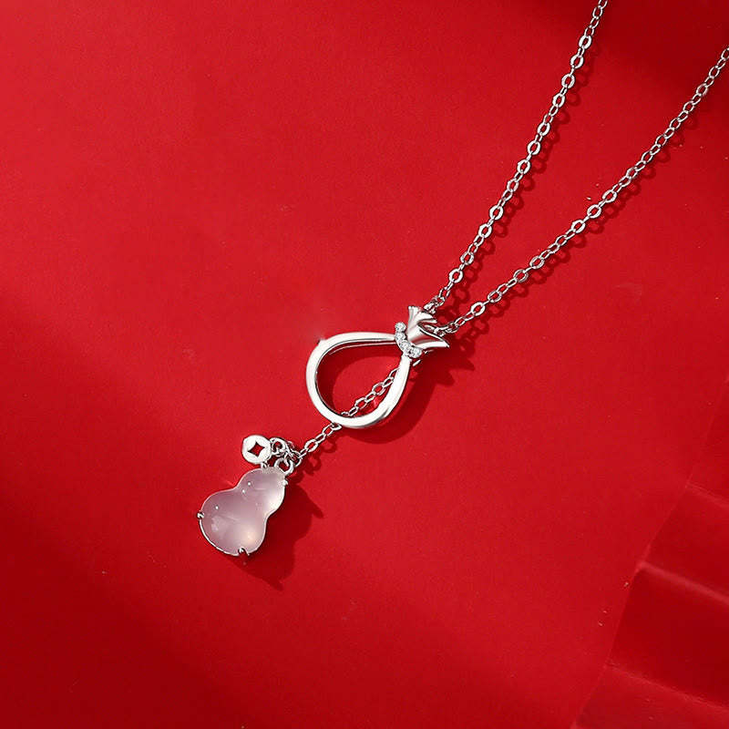 Red Agate Chalcedony 925 Sterling Silver Gourd Lucky Bag Confidence Necklace Pendant