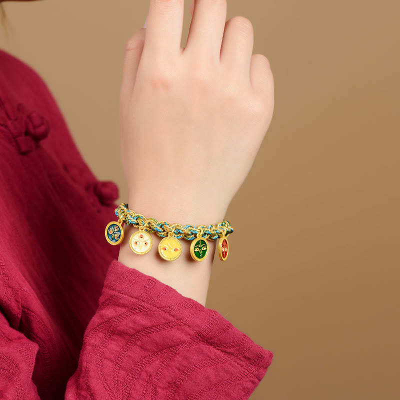 Tibetan Five God Of Wealth Luck Handcrafted Braid String Bracelet