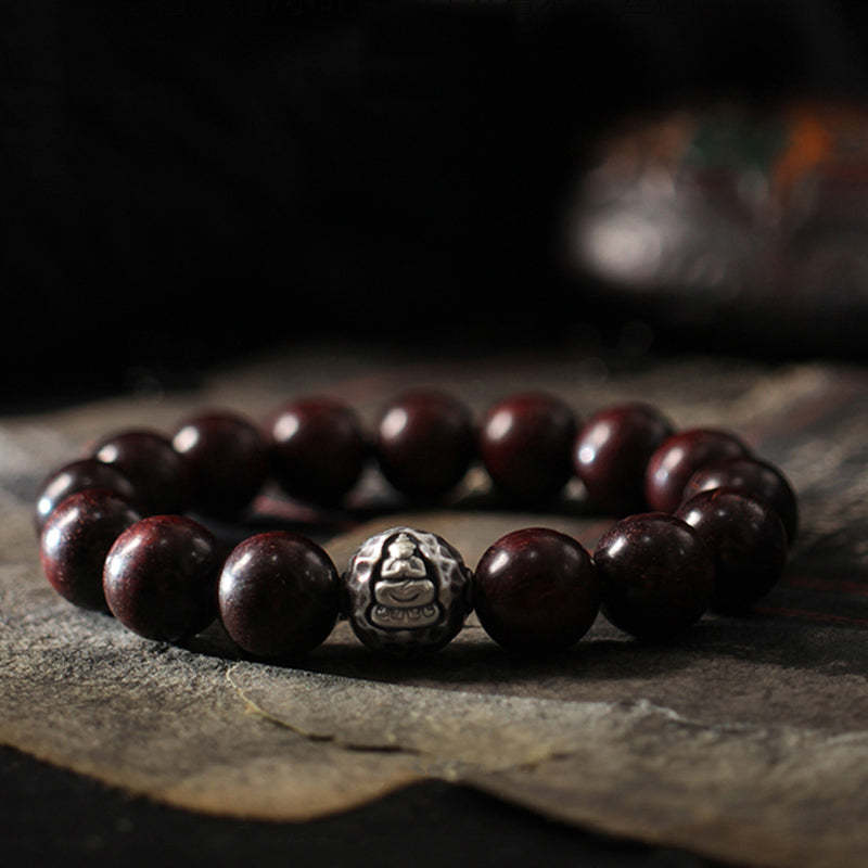 999 Sterling Silver Green Sandalwood Small Leaf Red Sandalwood mystic zen Cure Bracelet