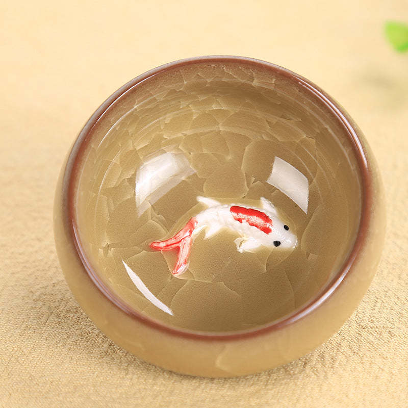 Cute Koi Fish Ceramic Teacup Kung Fu Tea Cup Bowl 45ml