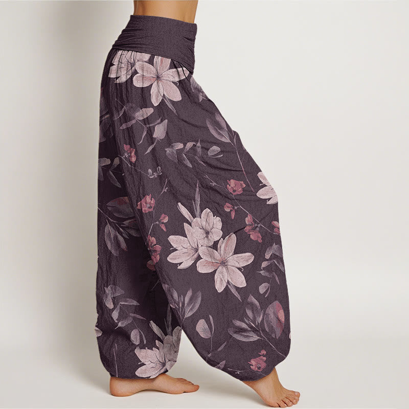 Casual Floral Leaves Women's Elastic Waist Harem Pants