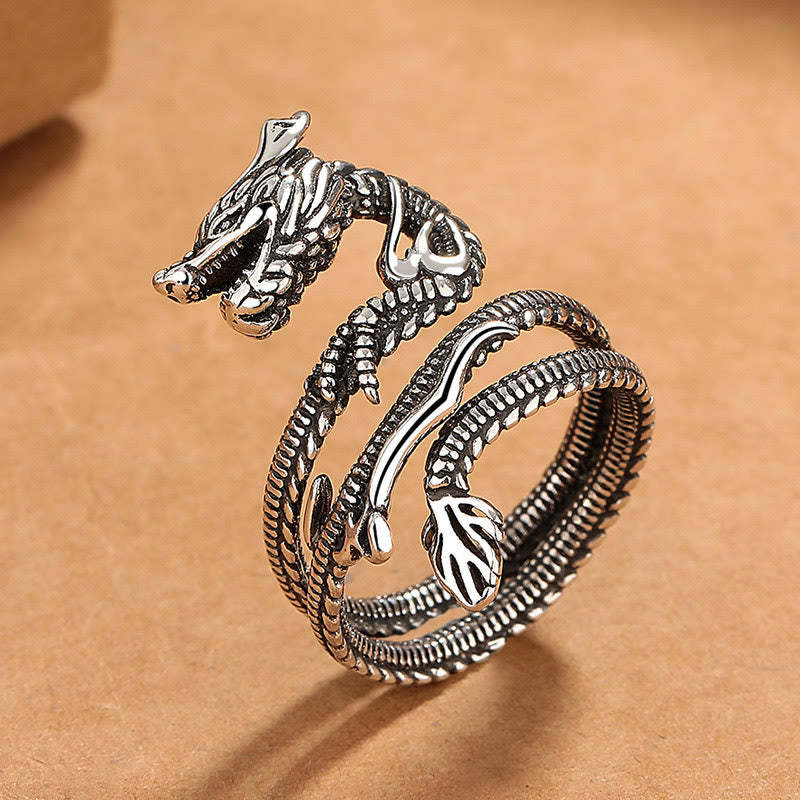 Vintage Dragon Pattern Copper Strength Ring