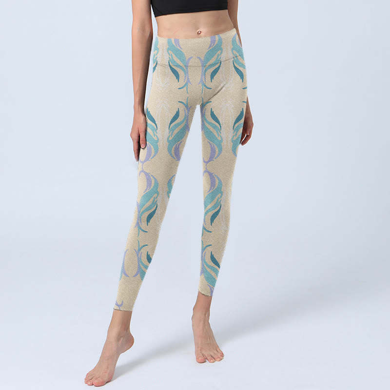 Blue Purple Green Lines Gym Leggings Women's Yoga Pants