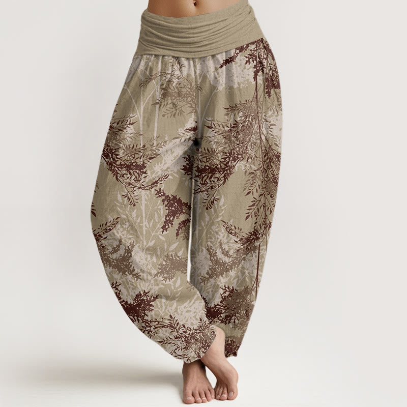 Leaves Branches Design Women's Elastic Waist Harem Pants