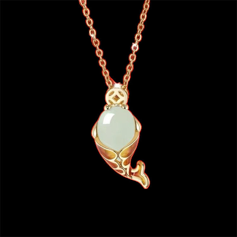 Chalcedony Luck Koi Fish Wealth Bracelet Necklace Pendant